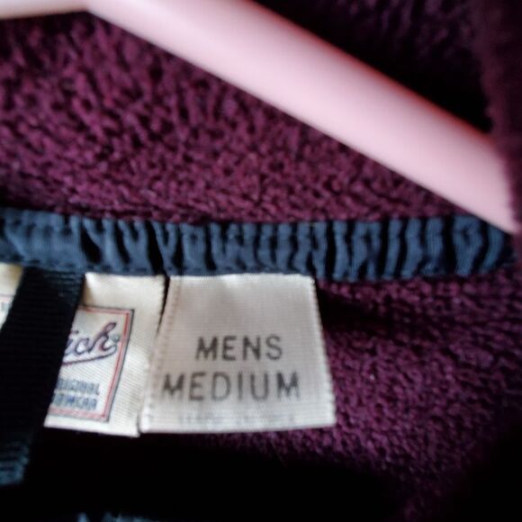 Woolrich Vintage Polartec Fleece Mock Neck Burgundy Pullover Snap Sweatshirt Med - Picture 8 of 12